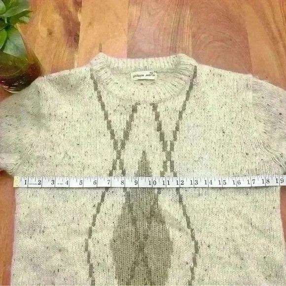 Vintage Mohair Wool blend Crew Neck Relaxed Fit Beige Sweater Jumper. - Picture 7 of 11